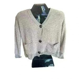 Women's Cropped Chunky Cardigan Neutral Tomato Girl Summer Vneck Size Medium M